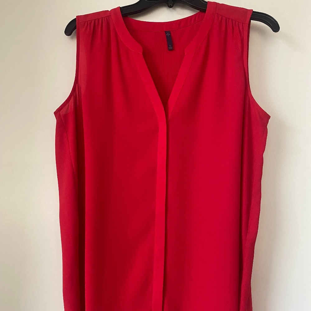 NYDJ Red Pintuck Tank Blouse